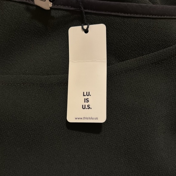 Lu. Dust of Snow Wool 3/4 Sleeve Mini Dress Black Colorblock Lagenlook NWT-Reg - Picture 12 of 13